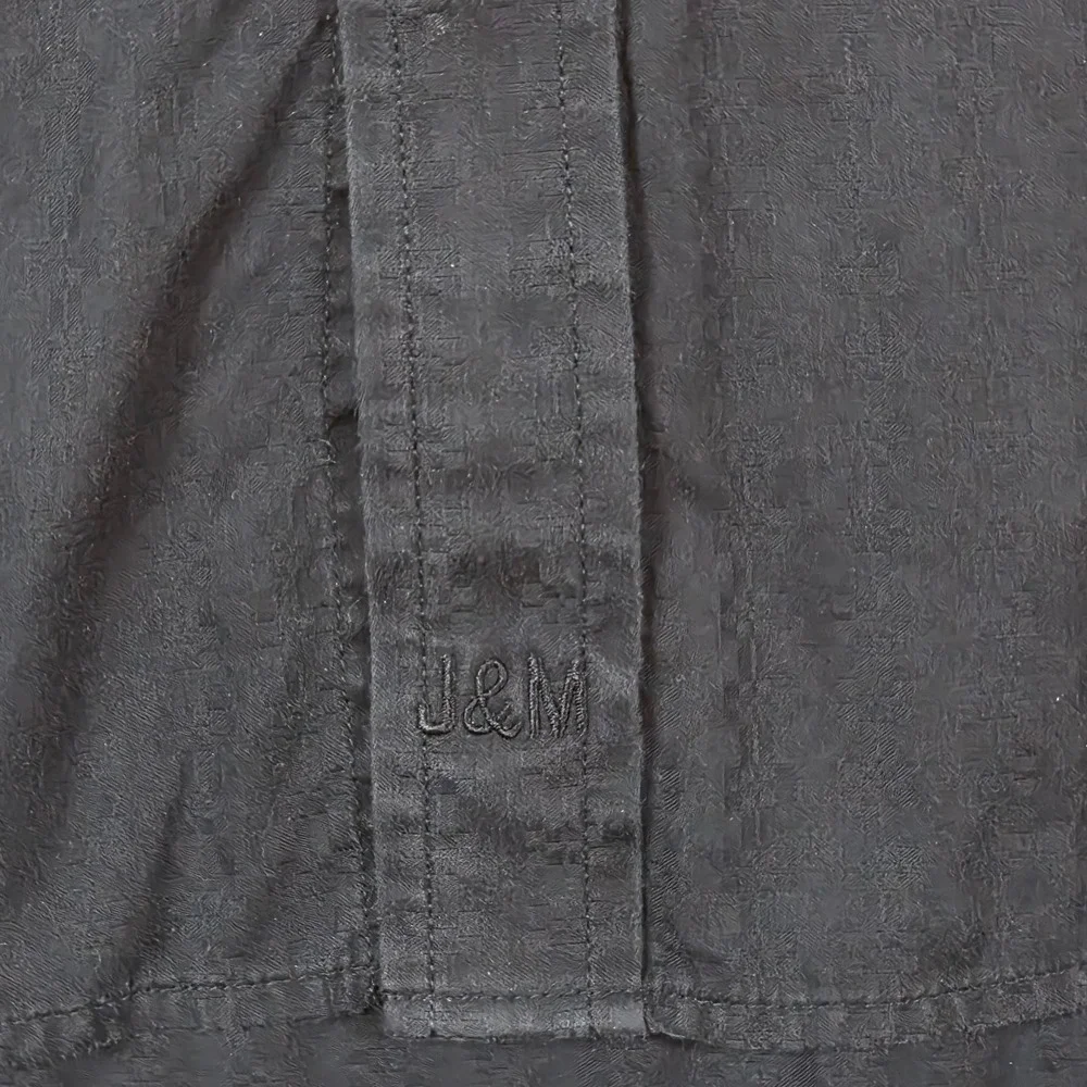 JOHNSTON‎ & MURPHY Mens Black Textured Stripe Long Sleeve Button Up Shirt XXL